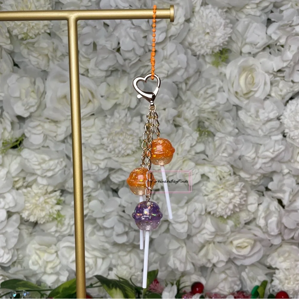 Halloween Cosmic Candy Cluster Lollipop Bag Charm Purse Charm Purple Orange_5